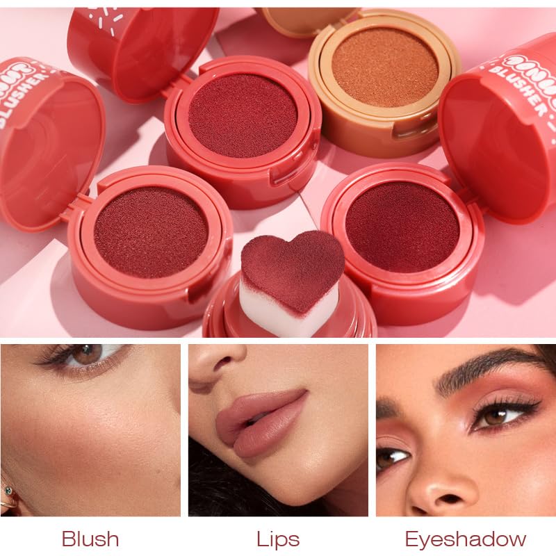 Stamp Liquid Blush Stamp Blush with Heart Shaped Applicator Natural Long Lasting Blush, Light and Airy Makeup for Women (1)