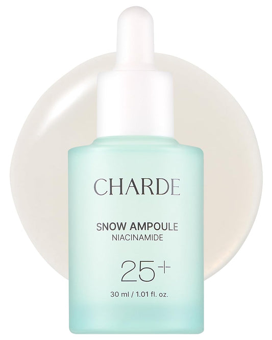 Charde Niacinamide 25% Snow Ampoule for Face, Dark Spot Care for Hyperpigmentation, Freckles & Sun Spots | Radiance Boosting with White Garcinia & Arbutin, Korean Skin Care, 1.01 fl. oz.