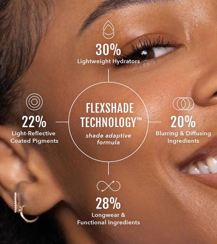 Long-Lasting Lightweight Foundation & Brush Duo | Cruelty-Free, Fragrance-Free, Buildable, Transfer-Proof Makeup (Warm Deep)