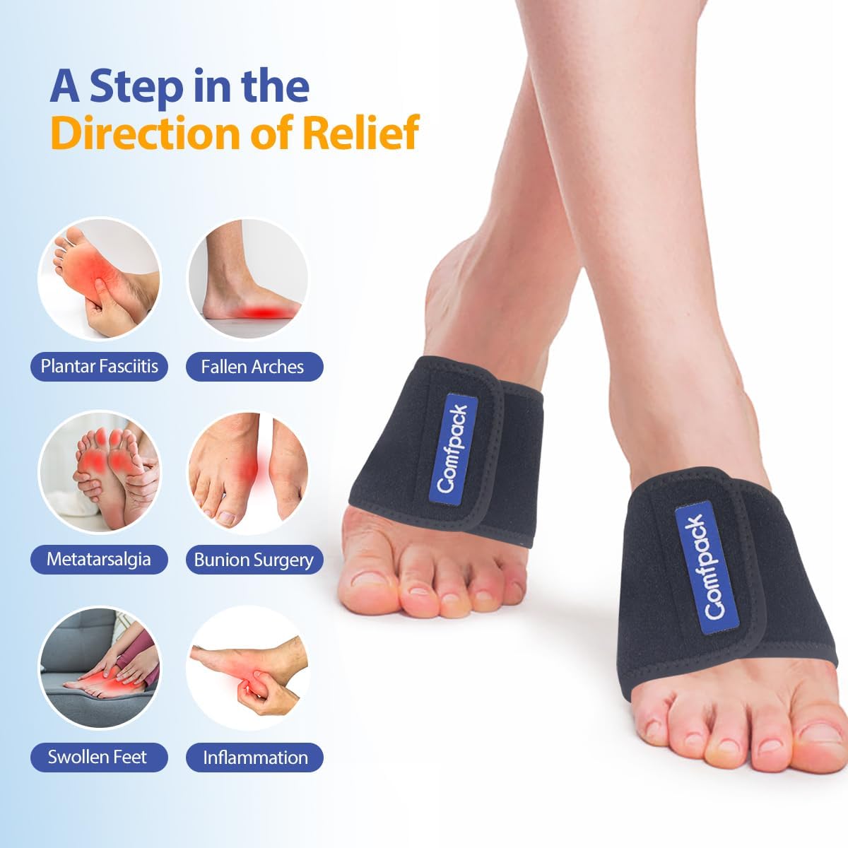 Cold Therapy Wrap with 2 Packs for Pain Relief, Reusable Gel Ice Packs for Foot Plantar, Wrist, Ankle, Great for Sprains, Muscle Pain, Bruises, Injuries