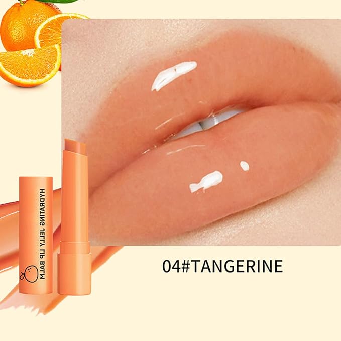 Hydrating Jelly Lipstick,Instantly Hydrating Lip Tint Tinted Moisturizing Lip Balm For Dry Lip,Conditioning & Nourishing Lip Care Moisturizer Fruit Lip Oil Non-sticky Lip Gloss(Tangerine)