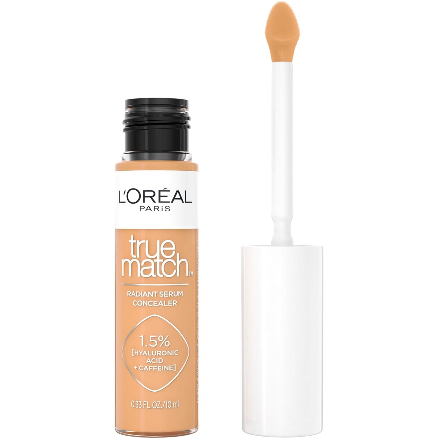 L’Oréal Paris True Match Radiant Serum Concealer, Brightening Under Eye Concealer Make Up with 1.5% Hyaluronic Acid and Caffeine, W7, 0.33 Oz