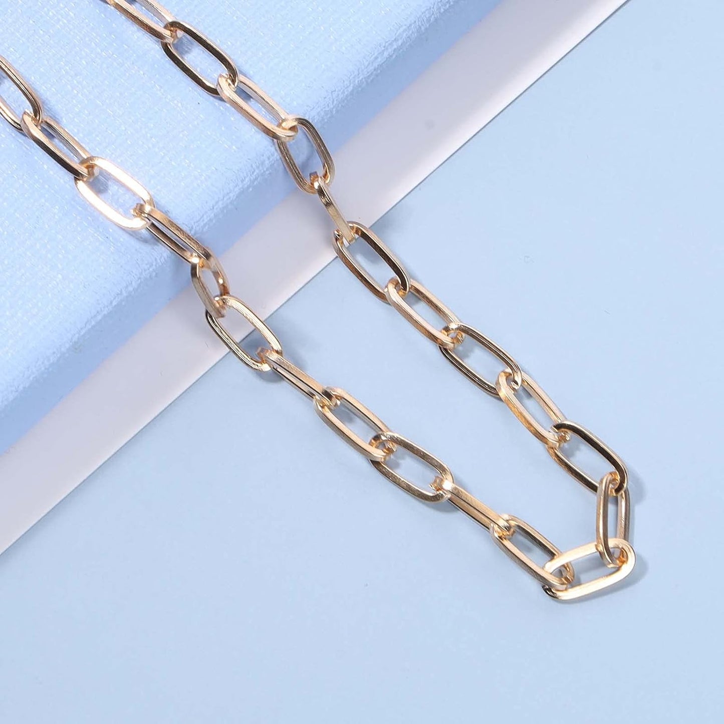 Punk Paper Link Choker Necklace Gold Paperclip Chain Necklace Choker Open Link Chain Necklace Trendy Chain Necklace Jewelry for Women and Girls