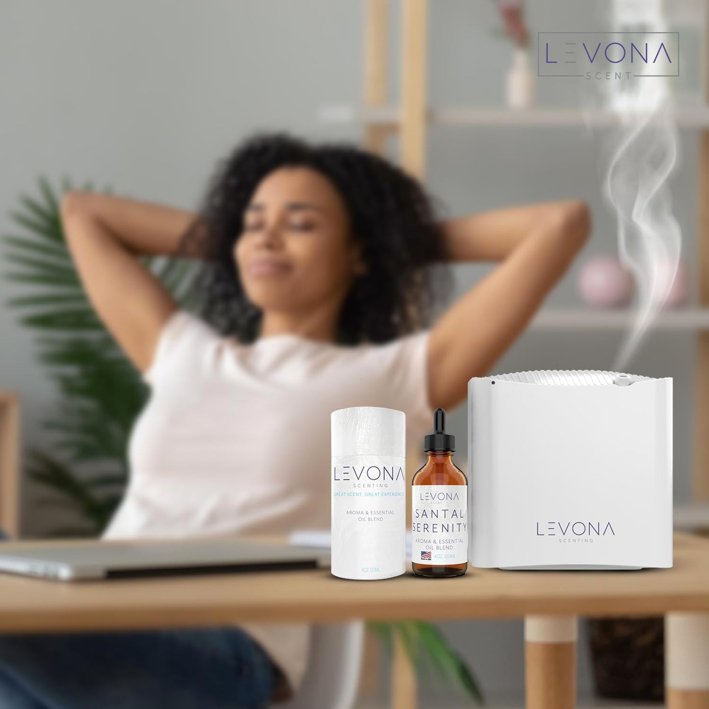 Levona Scent Santal Serenity Essential Oil: Notes of Sandalwood, Papyrus & Amber - Essential Oils for Hotel, Home and Office - Fragrance Oil for diffusers & Humidifiers - Home Luxury Scents-120 Ml