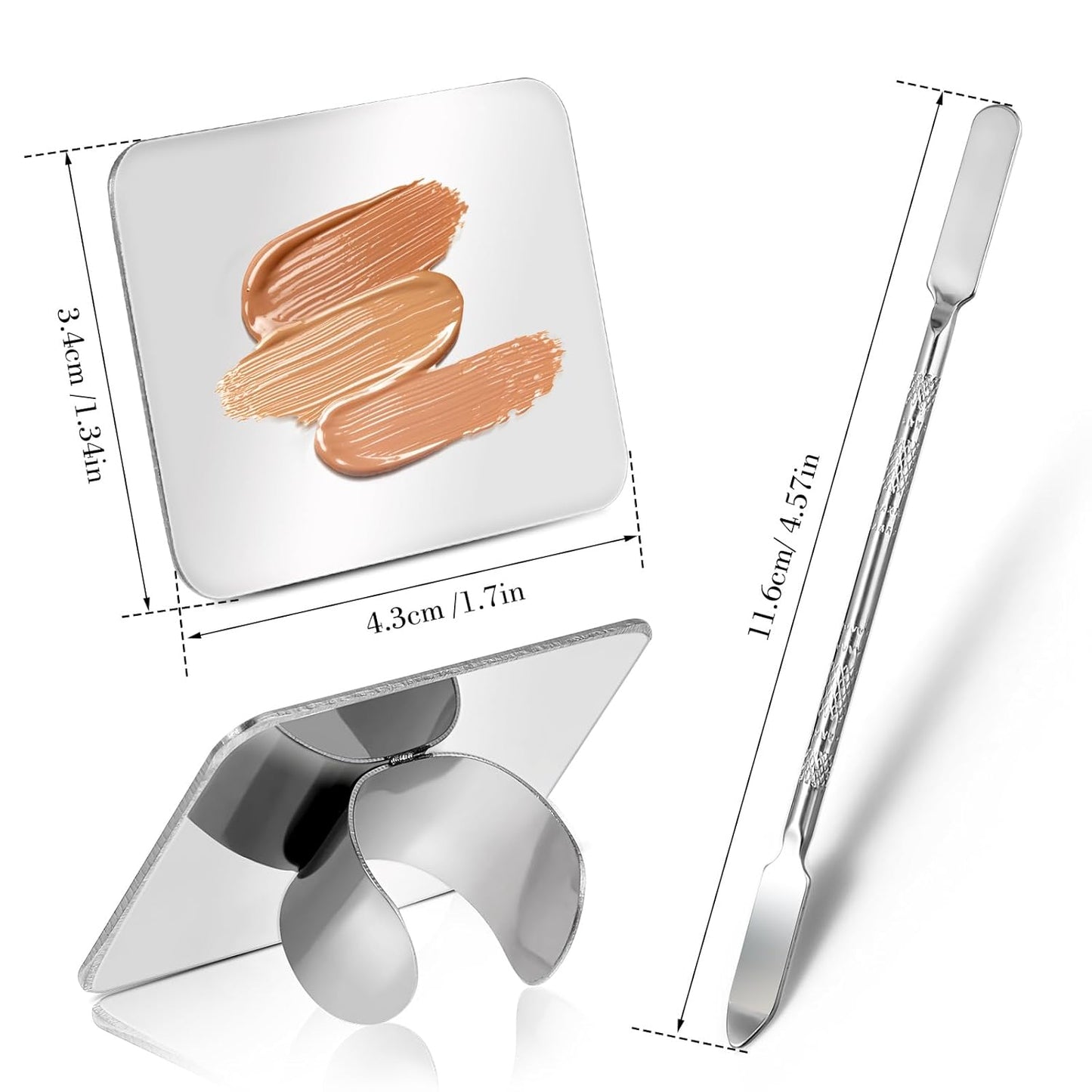 Makeup Mixing Palette, Makeup Spatula Palette with Foundation Spatula, Stainless Steel Makeup Mixing Tray, Nail Art Palette for Mixing Foundation Eye Shadow Eyelash Nail Art