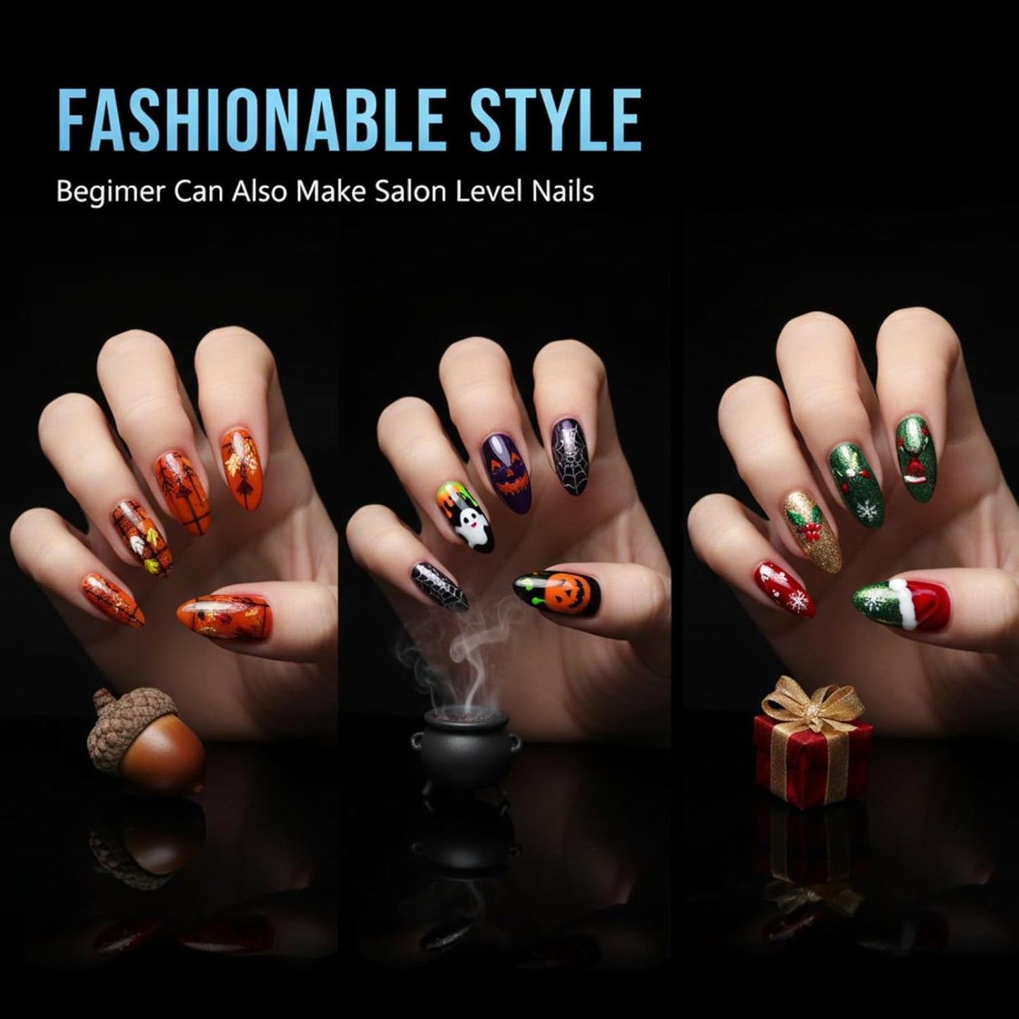 TOMICCA Medium Almond Nail Tips, 192Pcs 12 Sizes Acrylic Pre Buffed Medium Almond False Tips, Full Cover Half Matte Nails for Nail Art Extension Press on Nails