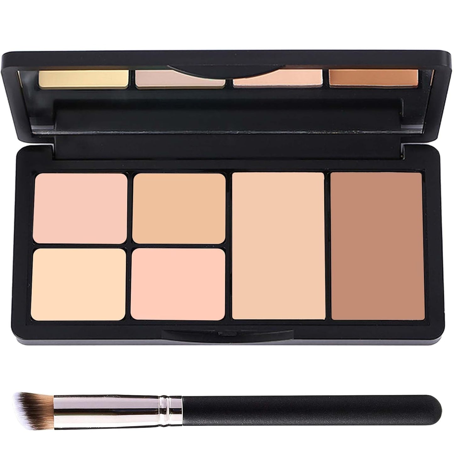 6 Colors Correcting Concealer Contour Palette,Concealer Cream Contour Makeup Palette,Contouring Foundation Highlighting Makeup Kit with Brush（02#）