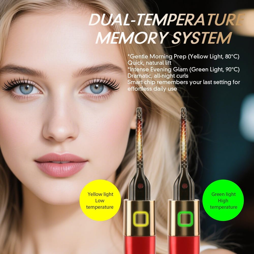 Heated Eyelash Curler, Mini Electric Eyelash Curler, Best Eye lash Curler 10-Second Salon Curls, Dual-Temperature Smart Memory, Safe & Travel-Friendly