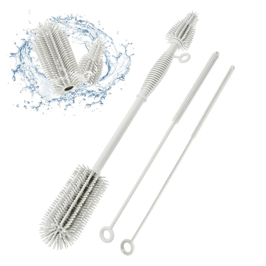 Baby Bottle Brush and Straw Cleaner Brush Set, Extra Long Double-Ended Soft Silicone Brush Cleaner for Baby Bottles, Water Bottles, Cups, Breast Pumps, Detachable & Hangable