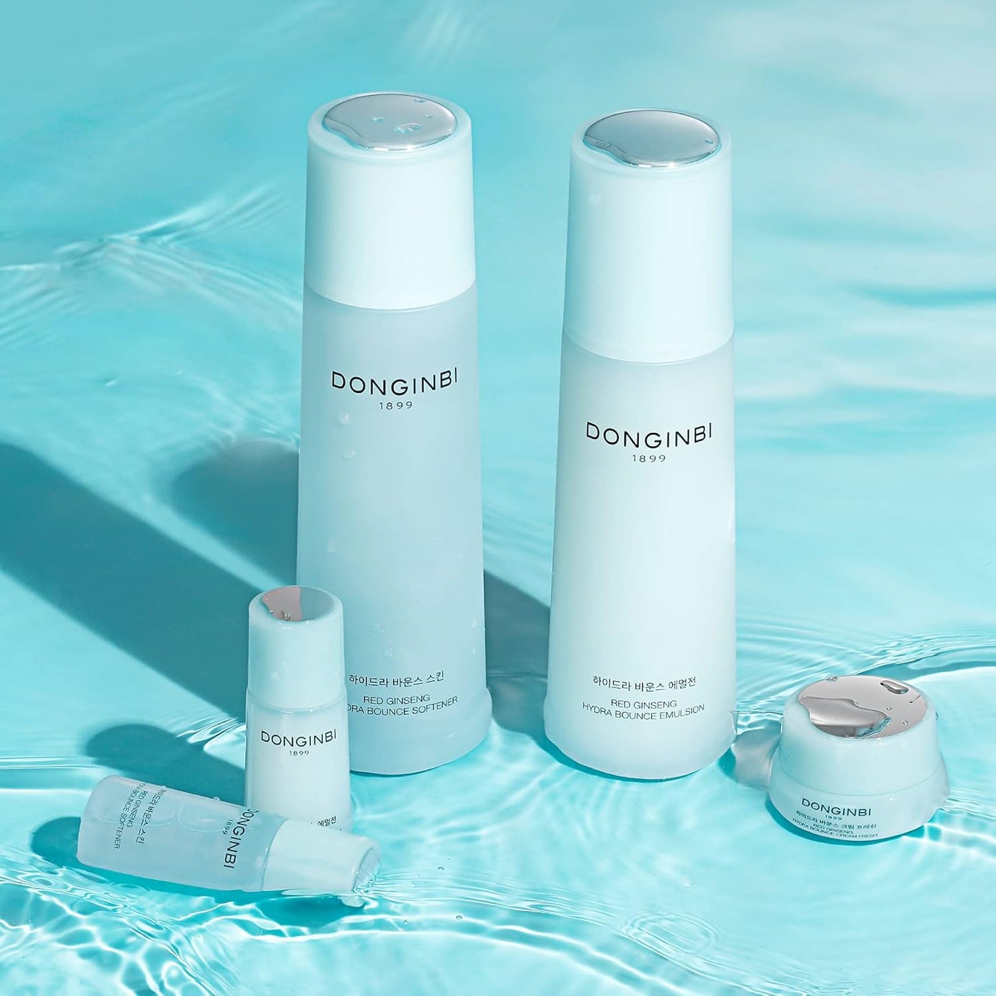 DONGINBI Hydra Bounce Korean Skin Care Set - Face Toner, Lotion, and Moisturizer with Red Ginseng and Hyaluronic Acid for Soft, Supple, and Hydrated Skin - Korean Face Moisturizer