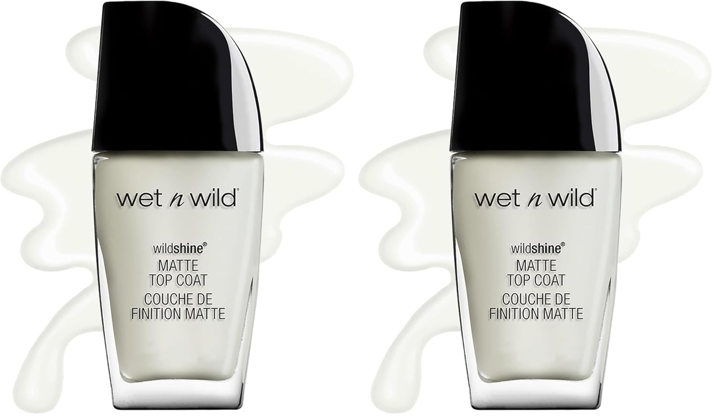 wet n wild Wild Shine Nail Polish, Matte Top Coat (Pack of 2)