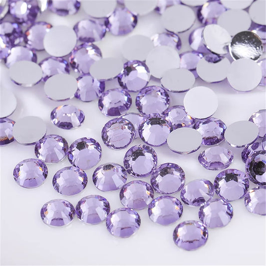 1500 Pieces SS16 4mm Flatback Rhinestones Clear Glass Round Gems Crystals for Nail Art DIY Crafts Clothes Shoes Bags （Light Purple）