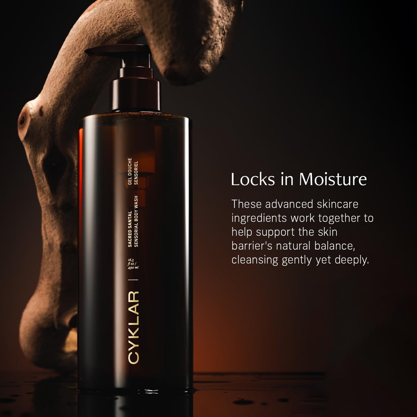 Sensorial Body Wash. Sacred Santal Hydrating Cleanser with Moisture Locking Multi-Oil Complex, Sodium PCA and Glycerin. Nourishing Shower Gel for Women and Men, 16.5 Fl Oz Luxury Bodywash