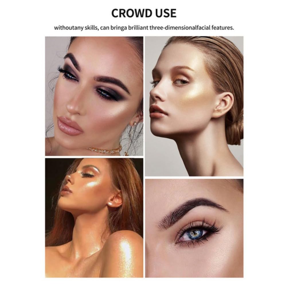 Pink Highlighter Makeup Palette, Face Highlighter Palette Glitter Highlighter Palette Shimmer Highlighter Powder for Face Cheek Illuminator Iluminadores de Maquillaje(03)