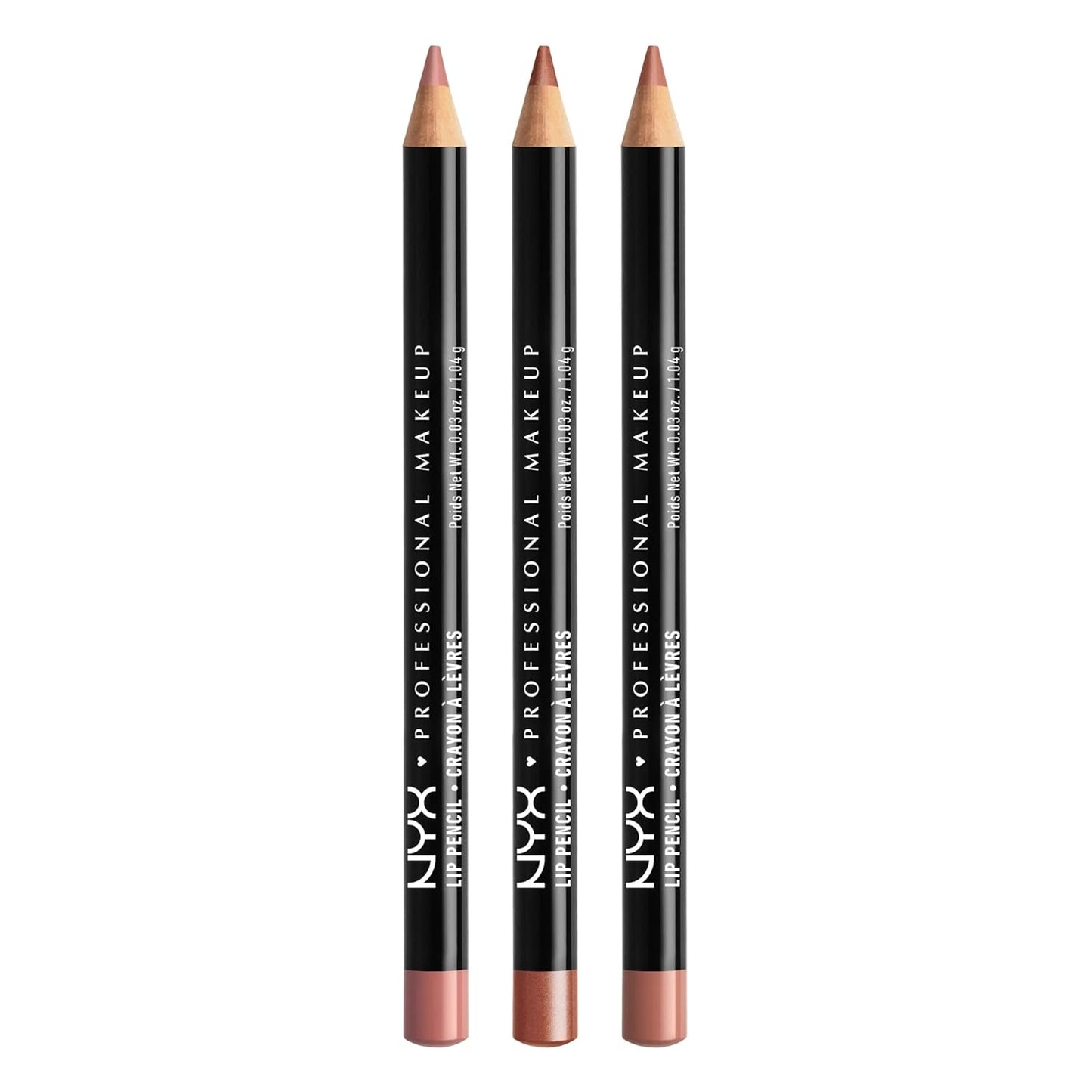 NYX PROFESSIONAL MAKEUP Slim Lip Liner Set, Long-Lasting Creamy Lip Liner Pack Of 3 (Peakaboo Neutral, Nude Pink, Ever)