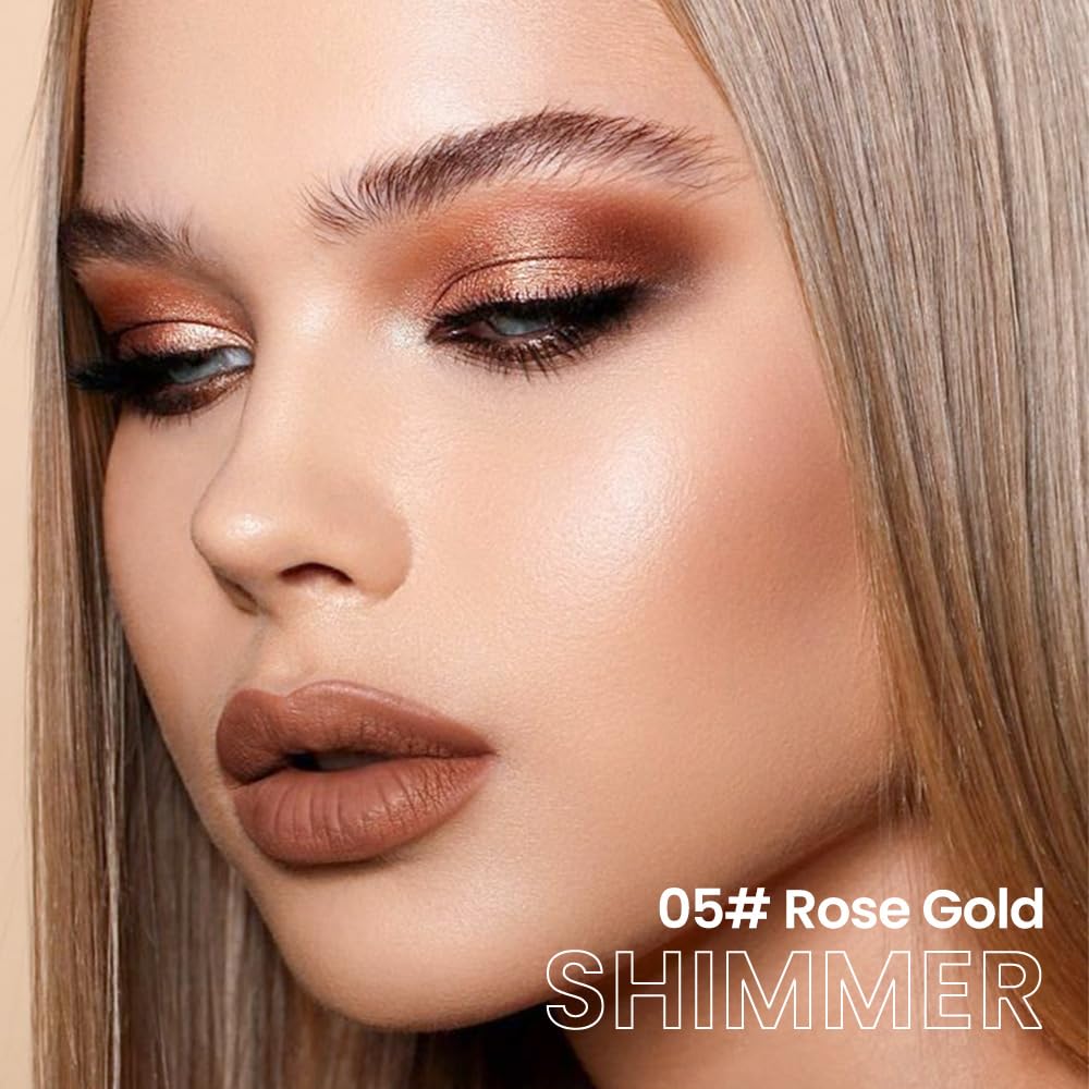 evpct Desert Gold Shimmer Cream Eye Shadow Brightener Sticks Set for Eyes, Desert Gold Shimmery Matte Pencil Eye shadow Applicator Stick Pen Palette Makeup Waterproof sombras en crema para ojos 06#