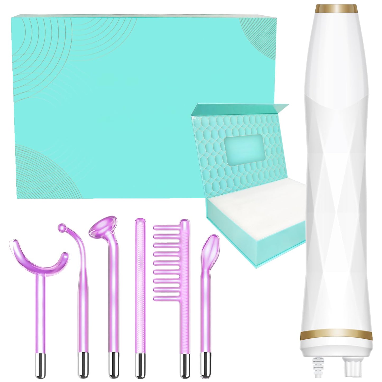 High Frequency Facial Wand - TUMAKOU Portable Violet High Frequency Facial Skin Machine - with 6 Glass Tubes