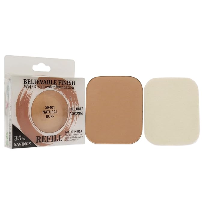 Sorme Cosmetics Believable Finish Powder Foundation Refill in Natural Buff (0.23oz) | Medium to Full Coverage Makeup Foundation Powder | Matte Finish Pressed Powder | Cruelty-Free Powder Makeup