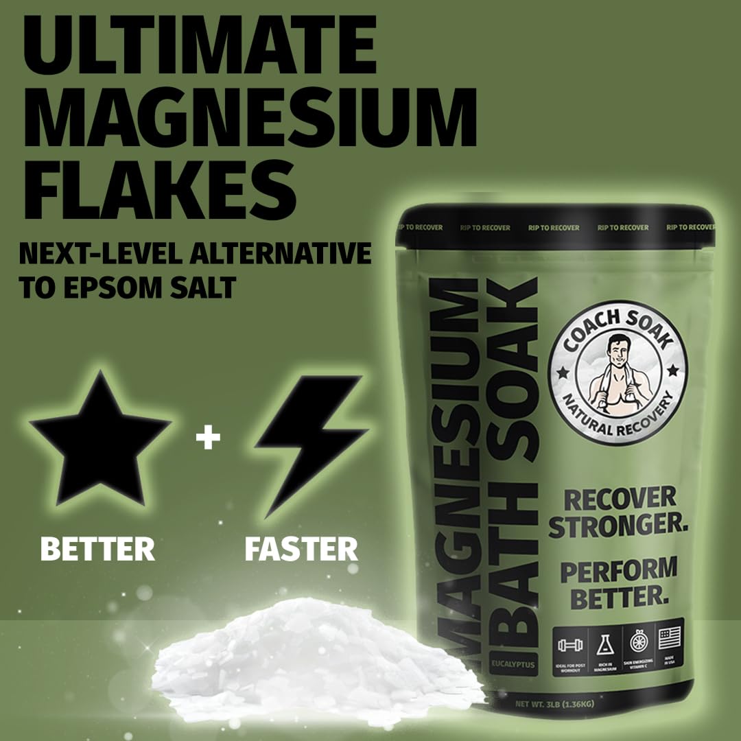 5 Pack Bundle: Coach Soak Recovery Bath Soak, Epsom Salt Bulk, Bath Salts Bulk, 5 Pack Bundle, Total of 15 Pounds (Eucalyptus Tea Tree)