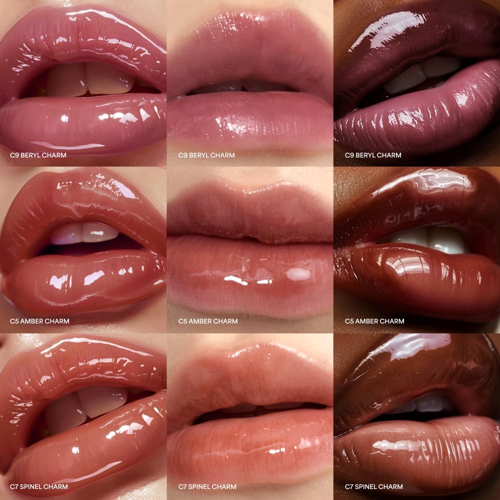 ENTROPY Makeup 2-in-1 Charm Shiny Glowy Lip & Cheek Gloss Tint Keychain, High Pigment Glossy Lip Color & Plumping Gloss, C6 Water Wood Charm