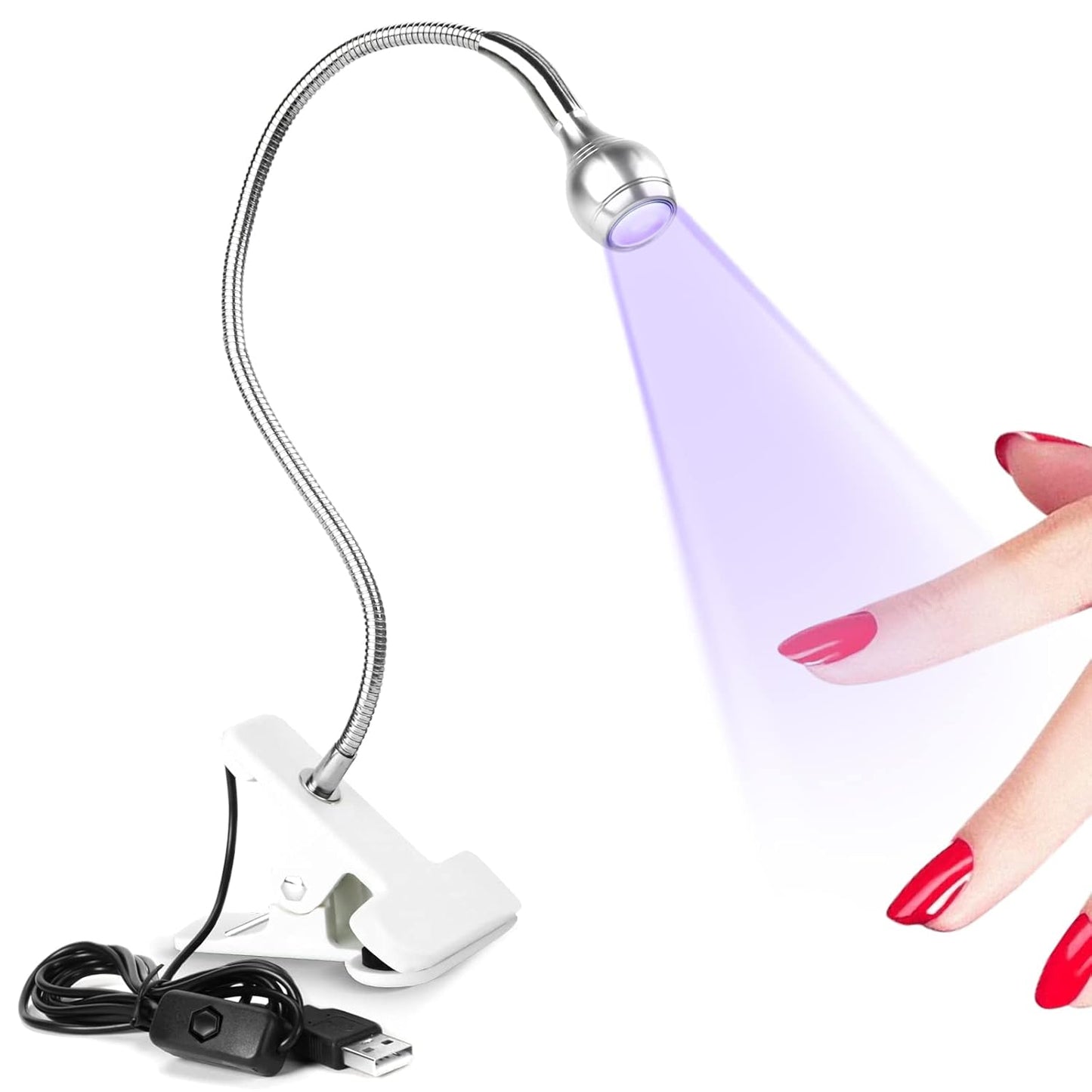 Saviland Mini Nail LED Lamp – Flexible Rotatable USB Quickly Nail Dryer Gel Lamp for Nails with Securing Clip Led Light for Nails for Curing Gel Polish U V Nail Gels Manicure DIY