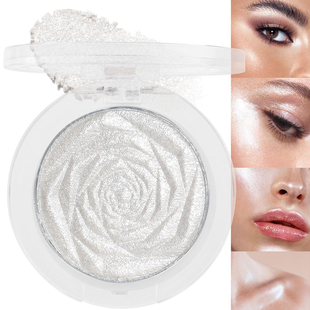 evpct Pearl White Silver Face Highlighter Makeup Shimmer Glitter Diamond Sparkly Highlighters Makeup Palette Powder for Face Body Cheek Skin iluminadores iluminador de jos maquillaje luminizers 01
