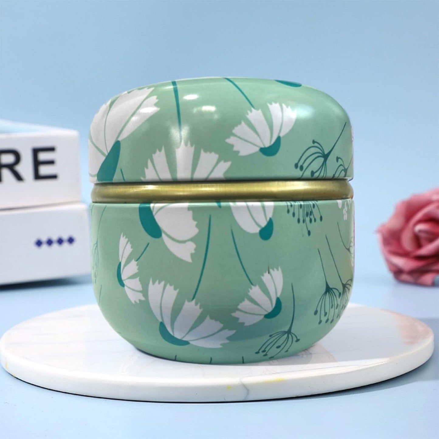 Body Powder Puff and Container for Dusting Powder, Women Powder Puff and Powder Case for Bath and Travel (Dandelion)