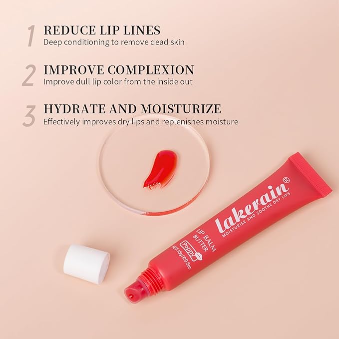 Moisturizing Lip Balm Butter for Dry Cracked Lips,Day/Night Hydrating Lip Mask, Ultra-Nourishing Lip Care Moisturizer for Soft, Smooth and Supple Lips (Cherry)
