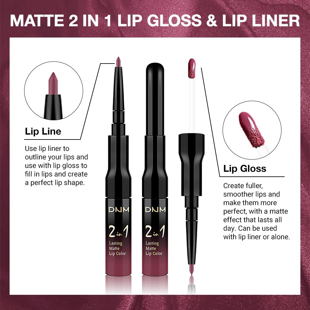 evpct 1Pcs Rose Plum Neutral Matte Lip Liner and Liquid Lipstick Stain Makeup Set for women, Rose Long Lasting Smudge Proof Lipstick labiales matte mate larga duracion listip 24 hours originales, 28#