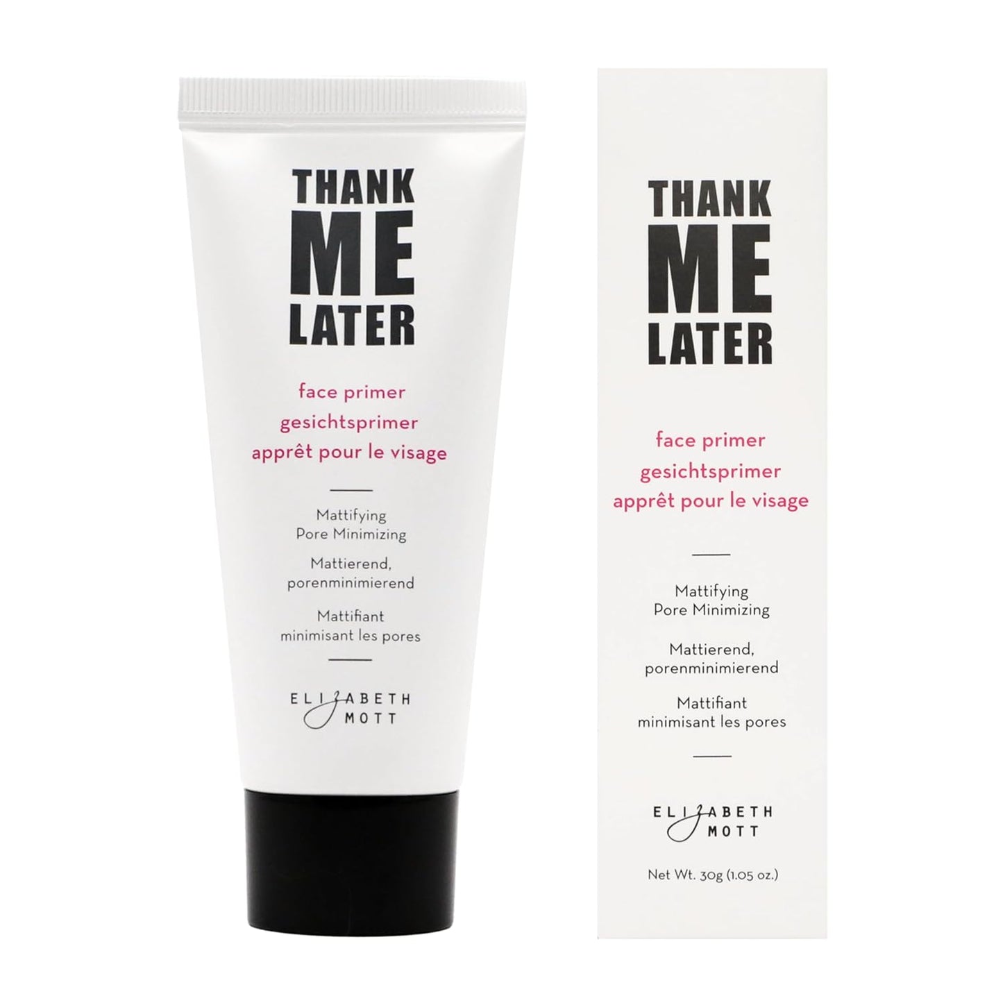 Elizabeth Mott Thank Me Later Face Primer - Mattifying Makeup Base Primer for Shine and Oil Control - Pore Minimizer, Smooths Wrinkles and Fine Lines – Long-Lasting Makeup Gripping Formula, 30g