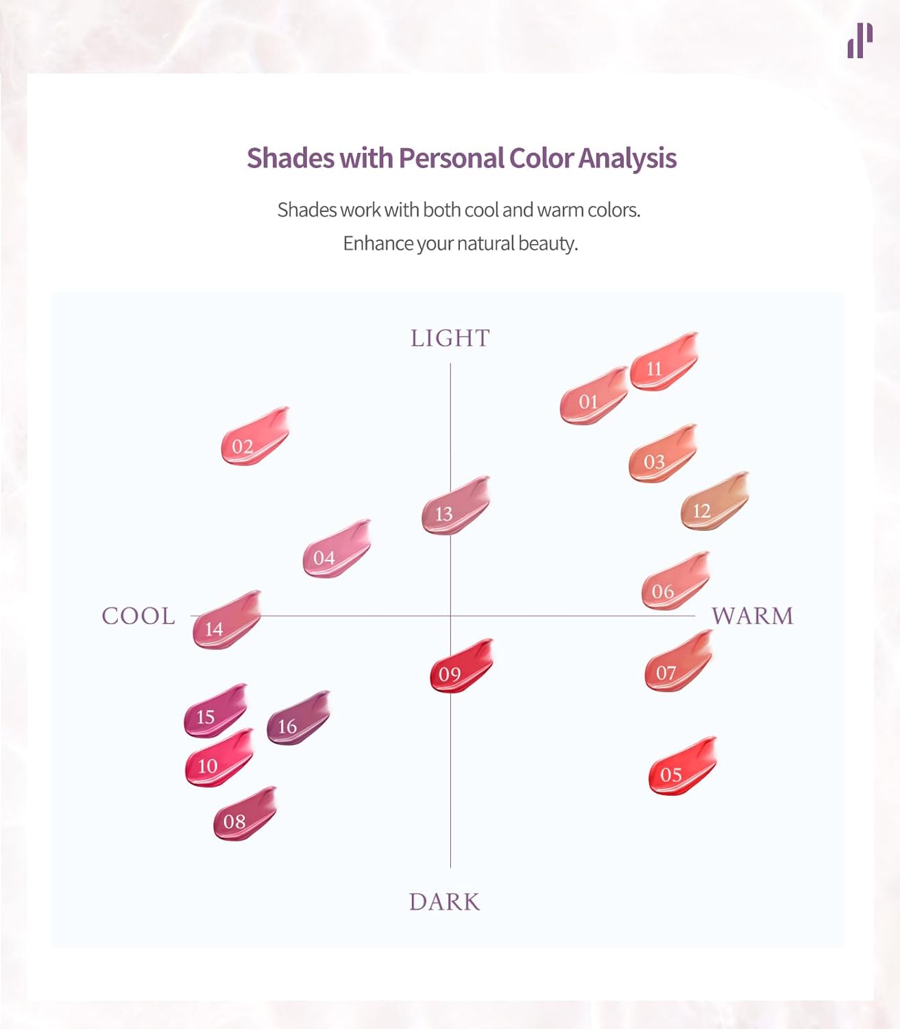 Heart Percent Dote On Mood Pure Glow Tint, Watery & Lightweight Moisturizing Lip Stain Long Lasting Liquid Lipstick 6.8g, 16.Geek & Mauve