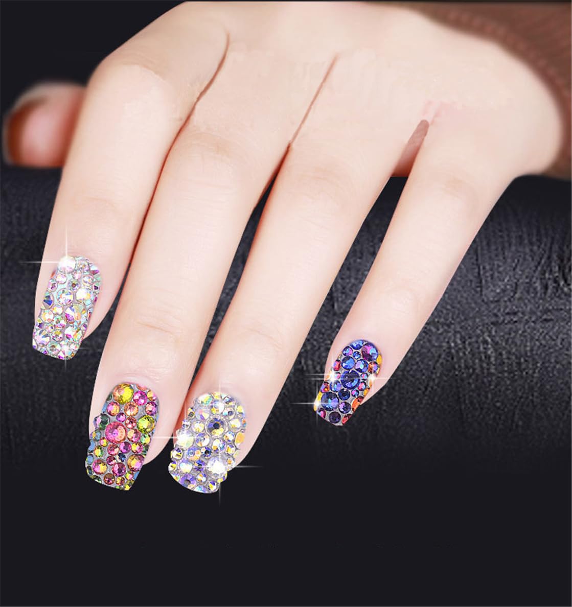 1000 Pieces SS20 5mm Flatback Rhinestones Clear Glass Round Gems Crystals for Nail Art DIY Crafts Clothes Shoes Bags （Light Blue）