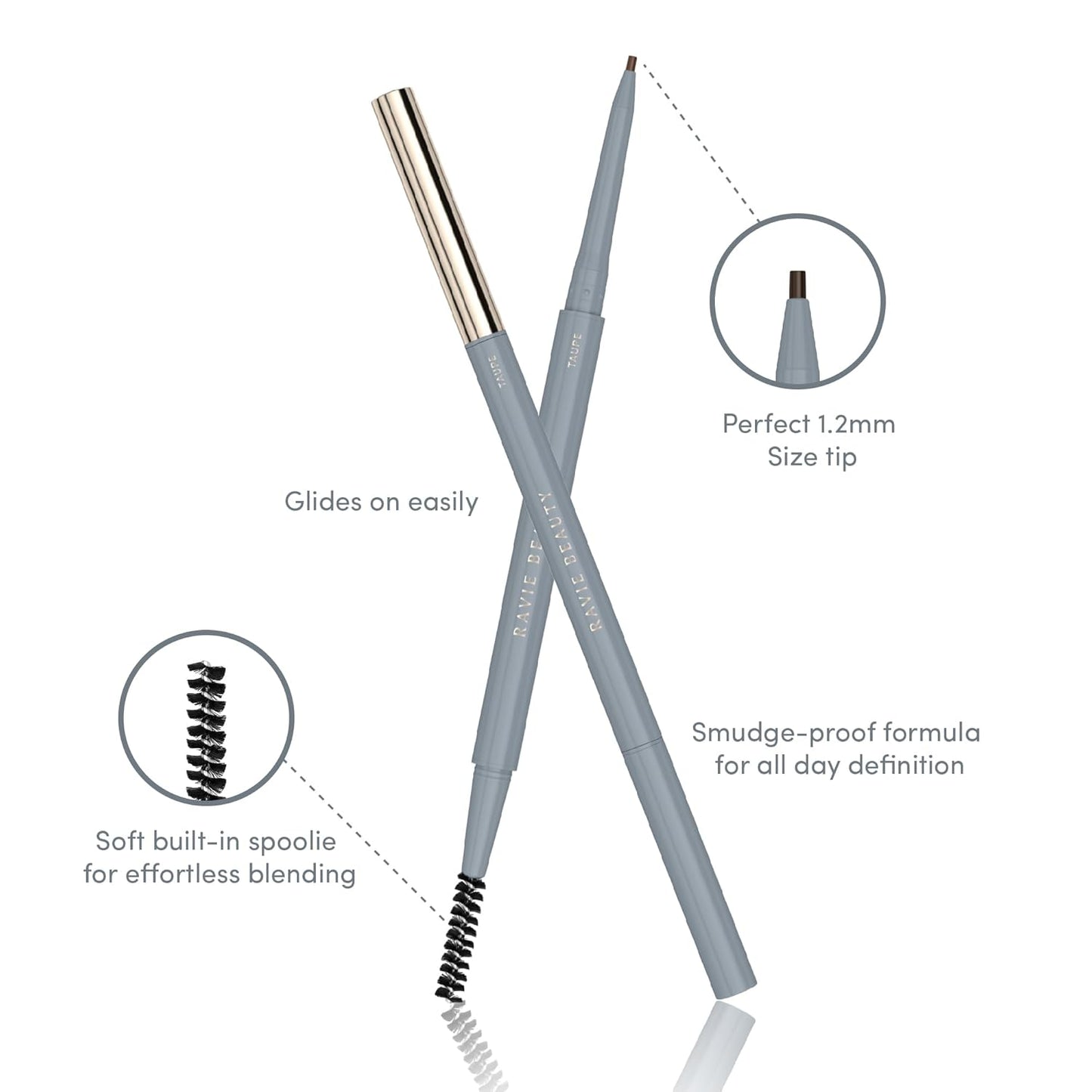 Easy Everyday™ Brow Pencil - Best Eyebrow Pencil for Women, Smudge Proof Hair-Like Strokes, 1.2mm Precision Tip with Spoolie, Vegan (Taupe)