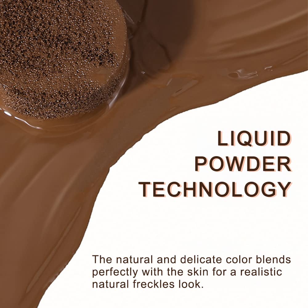 Erinde Upgrade Liquid Freckle Pen, Fake Freckles Stamp Air Cushion, Long Lasting Waterproof Quick Dry Lifelike Freckles Marker Makeup, Magic Freckle Stamp for Natural Sunkissed Makeup, 01 Saddle Brown
