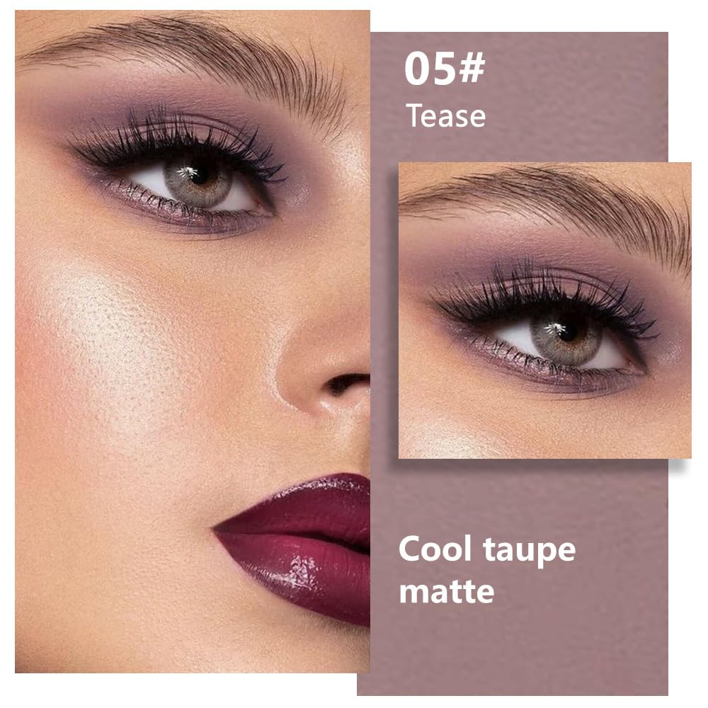 evpct Mauve Taupe Matte Single Eye Shadow Palette Makeup for Older Women, Plum Lavender Purple Natural Cream Eyeshadow Palette for Green Eyes, High Pigment Mini Monochrome Eyeshadow Sombra Para Ojos