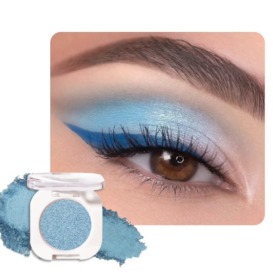 Sky Blue Metallic Eyeshadow Palette for Women, Single Monochrome Eye Shadow Makeup, Shiny Pressed Powder, Blendable Natural sombras para ojos, Holographic,Vegan,Travel -32