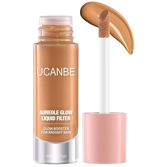UCANBE Halo Glow Liquid Filter, Face Complexion Booster For Radiant Skin All Day Longwear, Soft-Focus Look Sodium Hyaluronate Vegan & Cruelty-Free - 0.91OZ Light Tan