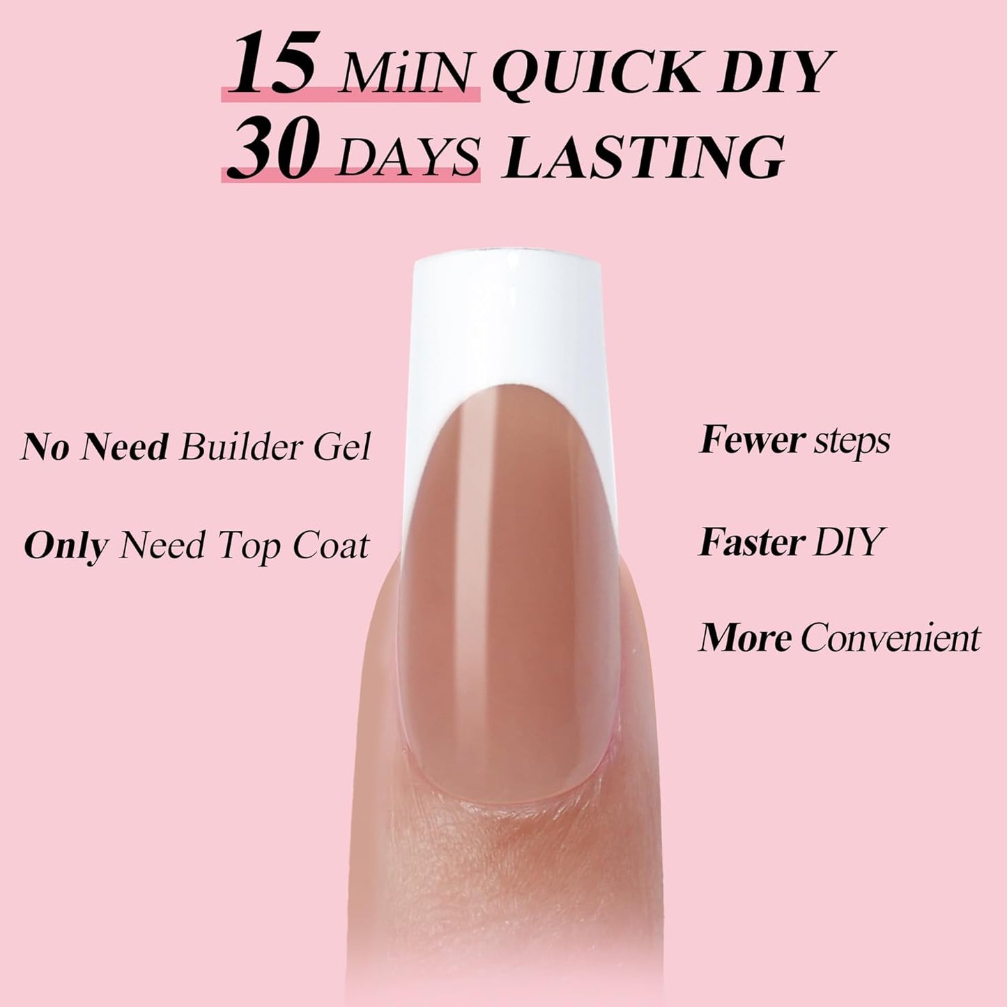 French Gel Nail Tips - Jofay Fashion French Tip Press on Nails, 10-Piece Set 320Pcs Brown Long Square Nail Tips, No Need to File Acrylic Fake Nails for Nail Art DIY & Nail Extension, 16 Sizes