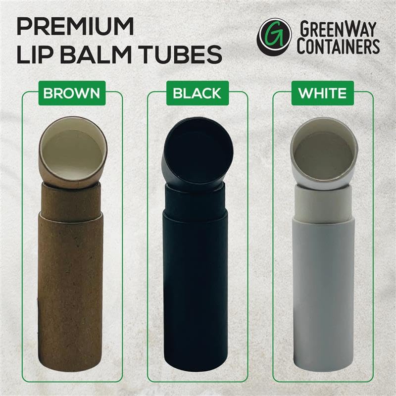 GreenWay 0.15oz / 4.25g Kraft Paperboard Lip Balm Tubes with Lids - 12 Pack Lip Gloss Tubes Refillable DIY Cosmetic Containers – Extra Thick Push-Up Bottom Lip Balm Containers - Brown