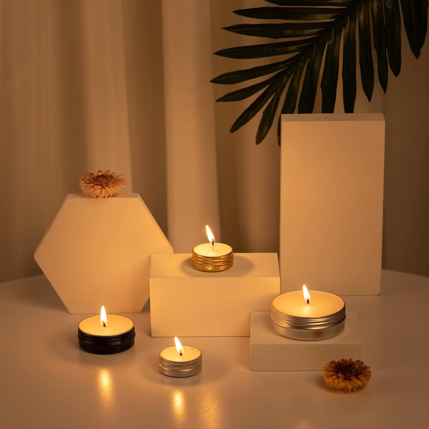 0.5 oz Screw Top Aluminum Tin Jar with Screw Lid and Blank Labels (Gold - Pack of 32)