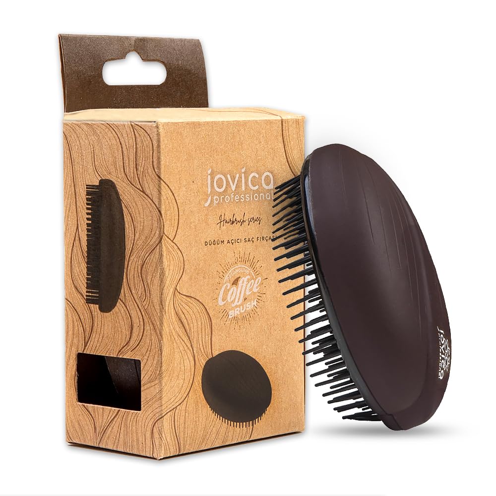 Jovica Coffee Detangler Hair Brush for Curly and All Hair Types, suitable for Wet and Dry Usage