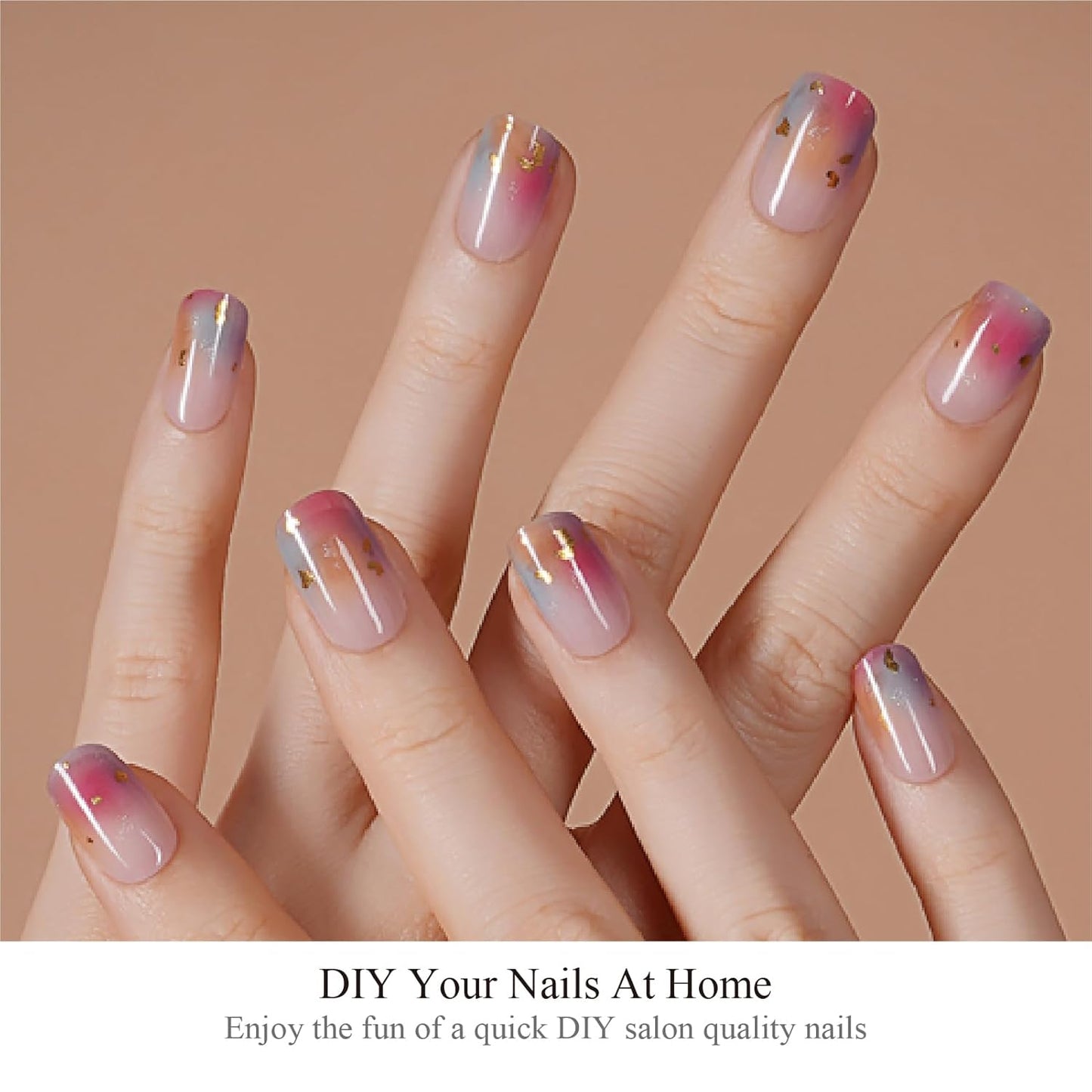 Semi Cured Gel Nail Strips, 20pcs, Multicolor Bubble Nail Wraps, Waterproof, 2 Weeks Long Lasting