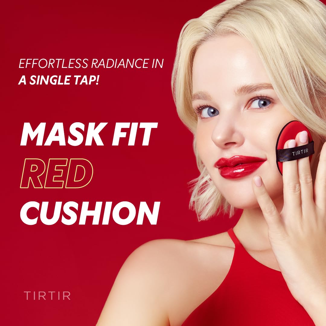 TIRTIR Mask Fit Red Cushion Foundation | Full coverage, Weightless, Skin fit, Satin Glow Finish, Korean Makeup BB Foundation, beauty, Tattoo cover up, Buildable (#31N French Beige, 0.63 Fl Oz)