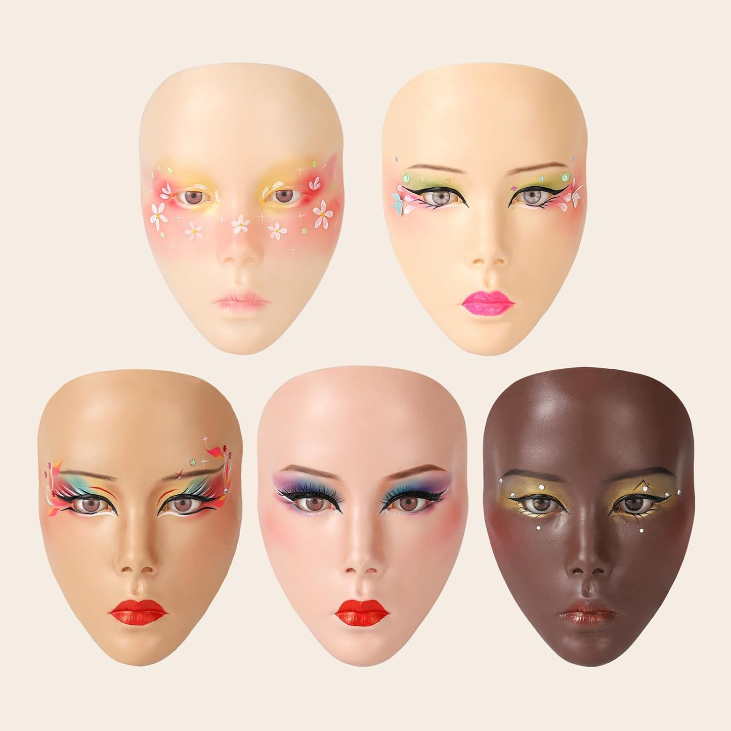 Makeup Practice Face, 5D Reusable Silicone Makeup Practice Face Board for Makeup Artist Emerging Makeup Artist Self-taught or Professional Enthusiasts