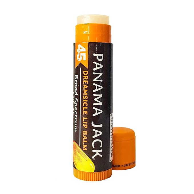 Panama Jack Sunscreen Lip Balm - SPF 45, Broad Spectrum UVA-UVB Sunscreen Protection, Prevents & Soothes Dry, Chapped Lips, Dreamsicle, 2-pack