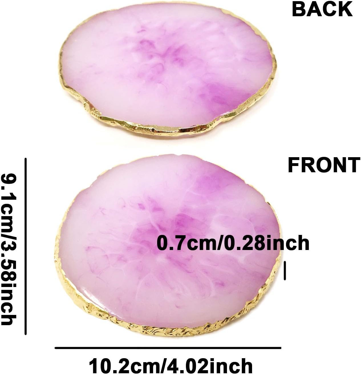 Honbay 2PCS Golden Edge Resin Nail Art Palettes Drawing Plates Manicure Display Tools for Women