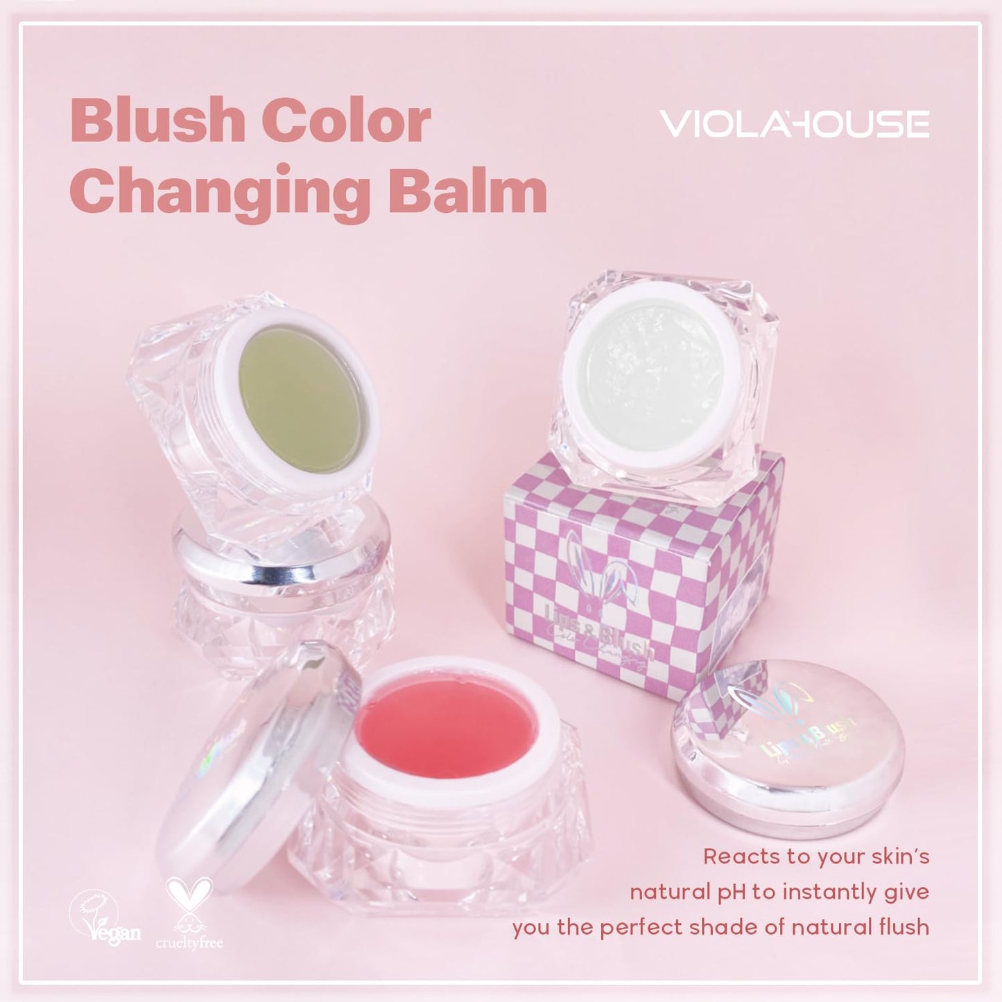VIOLA HOUSE Color Changing Blusher for Cheeks, Moisturizing Blush Rouge Soft Cream, Lips Balm Multi Use Cream for Cheeks & Lips Glossy (Transparent Blue, 55.00 g (Pack of 1))
