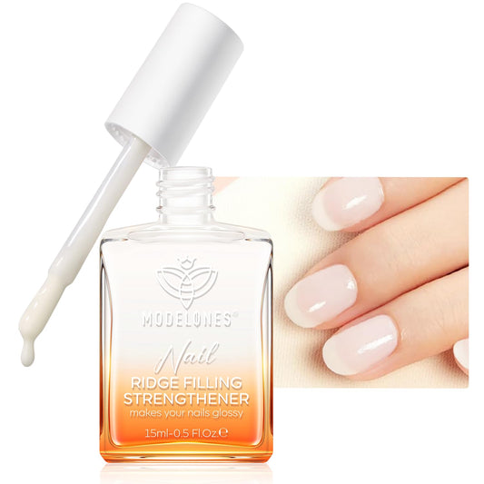 modelones Nail Strengthener Milky White Nail Polish Nails Repair for Damaged Nails Growth and Strentgthener Ridge Filler for Nail Strengthening Polish 15ml