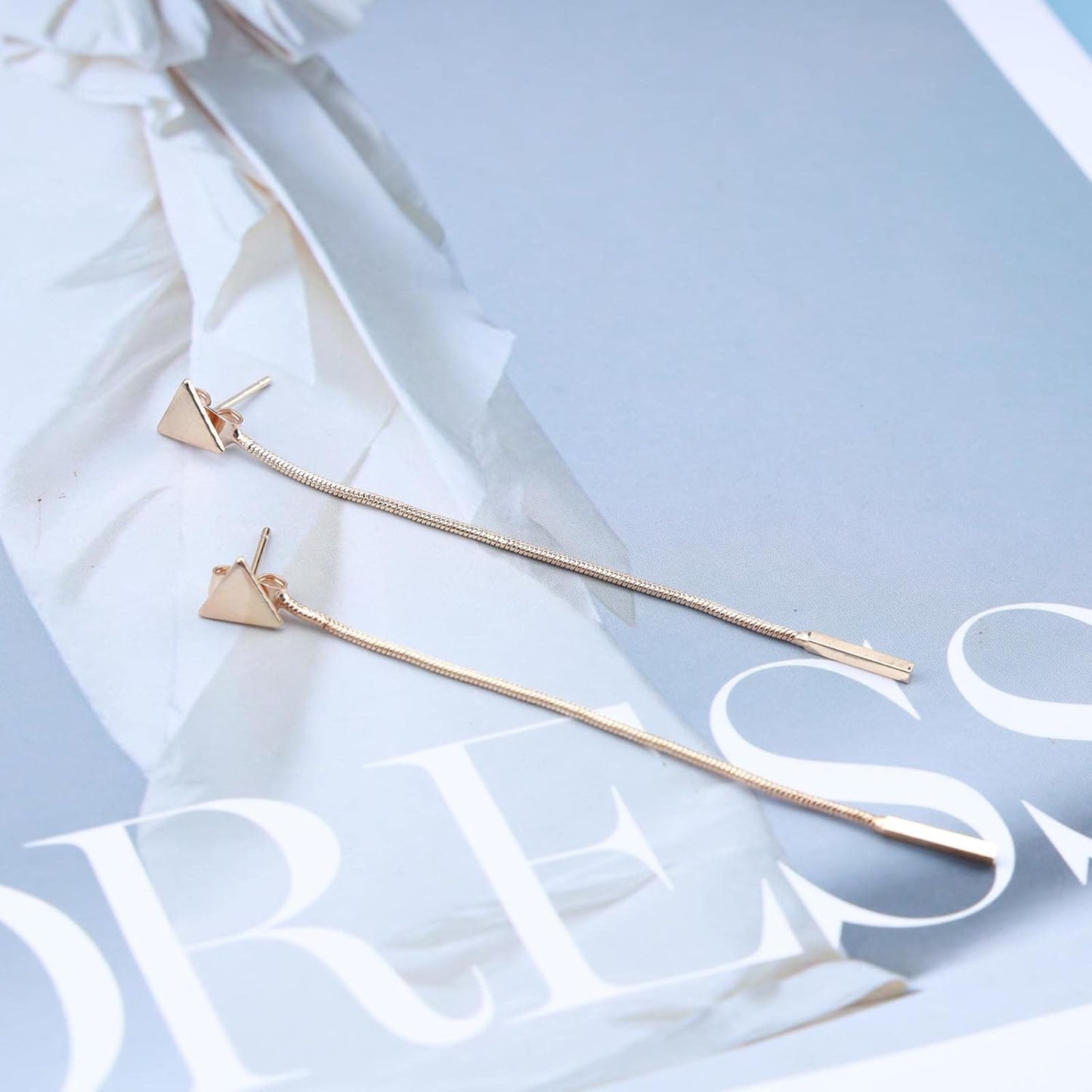 Vintage Bar Drop Earrings Triangle Stud Earrings Round Snake Chain Earrings Gold Long Chain Tassel Earrings Jewelry for Women and Girls