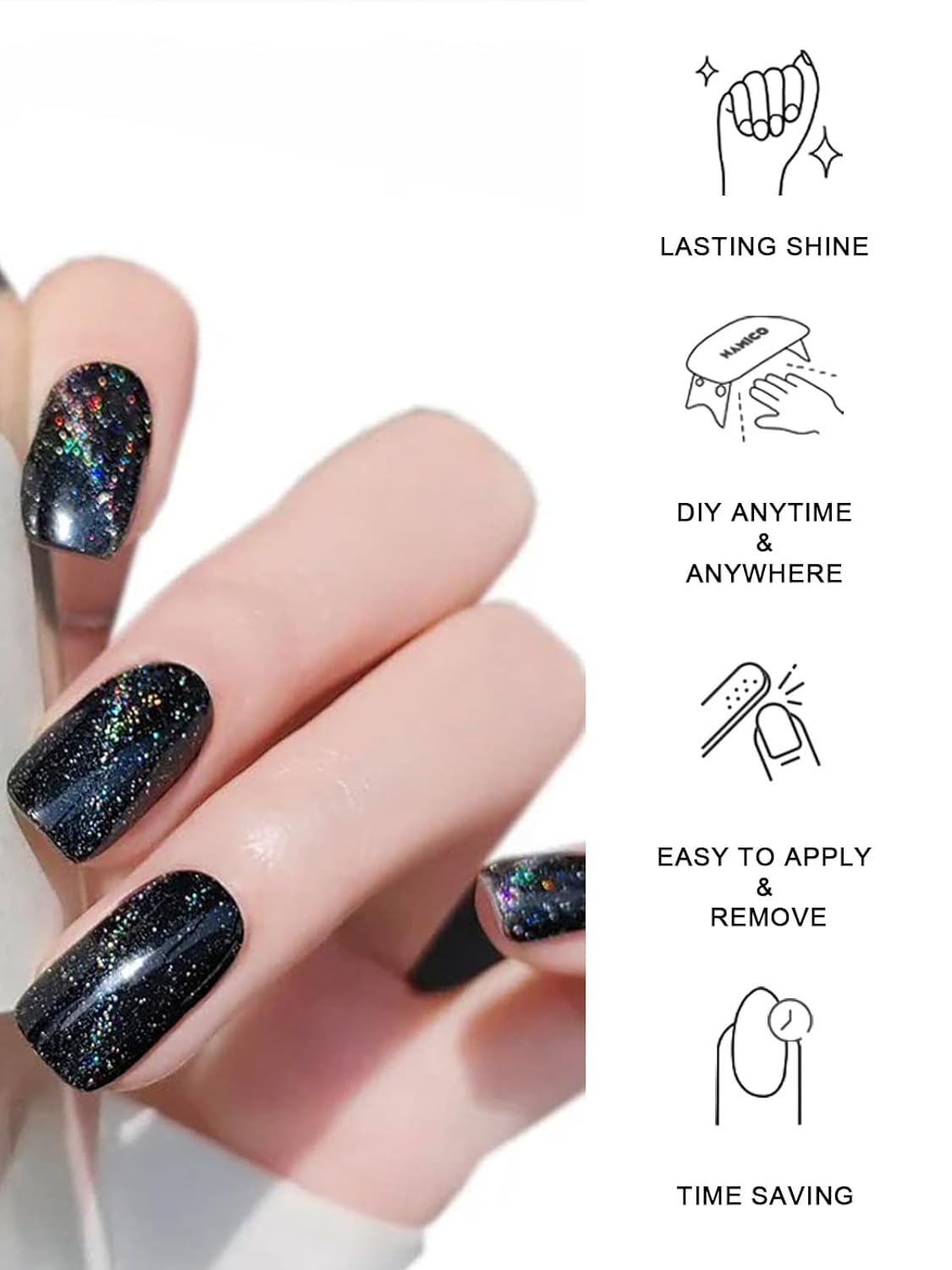 Semi Cured Gel Nail Strips, 20 pcs Gel Stikers, Wraps, Salon-Quality, 2 Weeks Long Lasting Shell Aurora